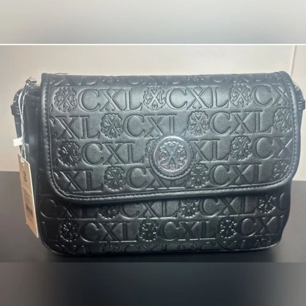 Christian Lacroix Black Embossed Crossbody Bag